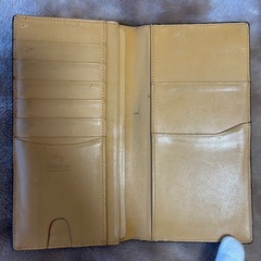 コードバンCORDOVAN札入れ ロングウォレット フラップ式二つ折り長財布 二つ折り財布 折財布 さいふ サイフ小銭入れ無blackブラック黒色横幅　約18.5センチ 高さ　約9.5センチ マチ　約1センチ メンズmen’s男性用紳士 ユニセックス男女兼用の画像