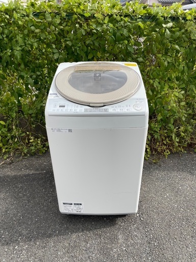北九州市内配送無料　保証付き シャープES-TX8B-N 縦型洗濯乾燥機 ゴールド系 [洗濯8.0kg /乾燥4.5kg /ヒーター乾燥(排気タイプ) /上開き]