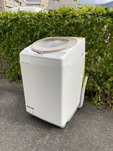 北九州市内配送無料　保証付き シャープES-TX8B-N 縦型洗濯乾燥機 ゴールド系 [洗濯8.0kg /乾燥4.5kg /ヒーター乾燥(排気タイプ) /上開き]