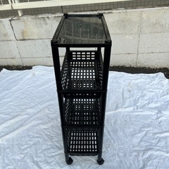 3段ラック キャスター付き 黒 プラスチック製の画像