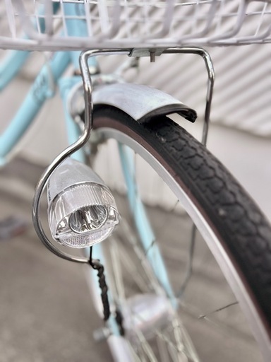 《売約済》自転車 ミントブルー 美品 自動 ライト付き 水色 ポップ シティサイクル コンパクト 24インチ 街乗り 町乗り コンパクト 子供用 子ども