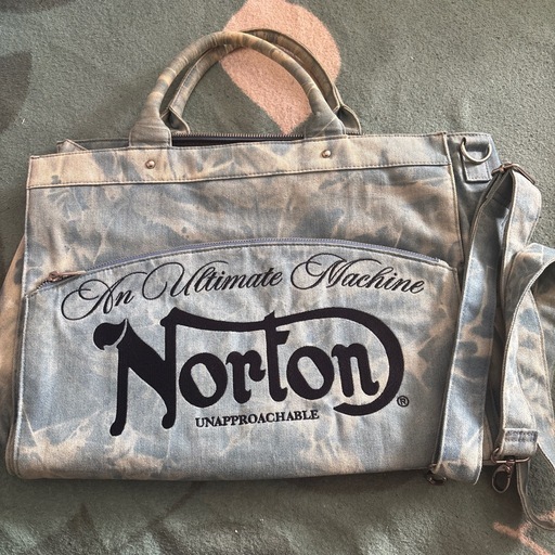ノートン NORTON ドッグNORTONロゴ 総刺繍 デニム トートバッグ