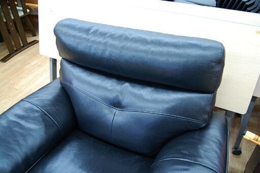 ② 1人掛けソファ 幅105×奥87×高91cm 革製 ブラック
