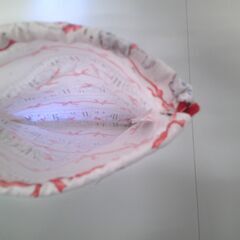 【ハンドメイド】ネコ柄きんちゃく（薄ピンク）の画像