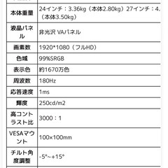 ゲーミングモニターとPCデスクの画像