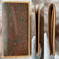 エトロETRO札入れ ロングウォレット フラップ式二つ折り長財布 二つ折り財布 折財布 さいふ サイフ 小銭入れ無ブラウン茶色ペイズリーイタリア製メンズmen’s男性用紳士ユニセックス男女兼用レディースlady's LADYS女性用婦人ウィメンズwomen’sの画像