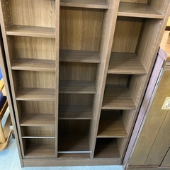 サ2512-029 スライド式 本棚 ダークブラウン キズ汚れ有りの画像