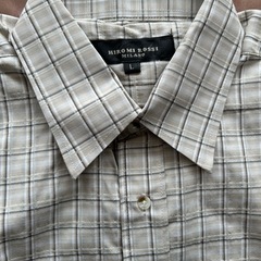 HIROMI ROSSIメンズカジュアルシャツ 長袖シャツグリーン緑色系チェック 綿 表示サイズＬ肩幅　52センチ 袖丈　57センチ 身幅　55センチ 着丈　80センチ メンズ（men’s）男性用の画像