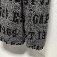  GAP ボアフリース XL メンズ アウター ジップアップジャケット グレー EST1969 総ロゴ もこもこ 防寒 冬物 あったか 251204-6Aの画像