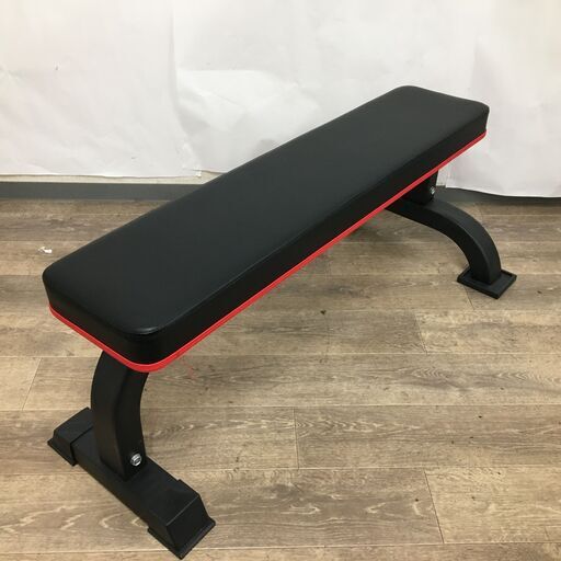 ダンベルトレーニング用 フラットベンチ ブラック×赤ライン 110×45cm