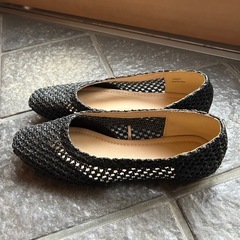 靴　ぺたんこ靴　フラットシューズ　黒　Lサイズの画像