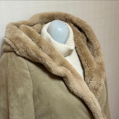 取引中【美品】SpRay フェイクムートンコート ベージュ ボア フード付き ナチュラルの画像