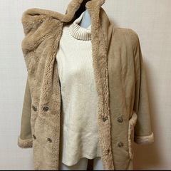 取引中【美品】SpRay フェイクムートンコート ベージュ ボア フード付き ナチュラルの画像