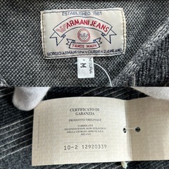 アルマーニジーンズ ARMANI JEANSニット トップスgray グレイグレー灰色系デザイン ストライプ  素材 毛　ウール 綿　コットンサイズM 肩幅　45センチ 袖丈　61センチ 身幅　53センチ 着丈　68.5センチイタリア製メンズmen’s男性用の画像