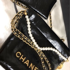 CHANEL シャネル ノベルティ ショルダーバッグ　ブラック　パールの画像