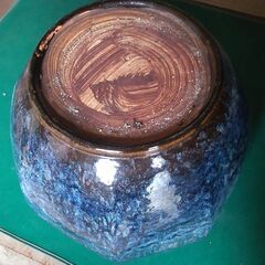 めだか鉢、火鉢に　未使用　青色八角形火鉢 陶器製の画像