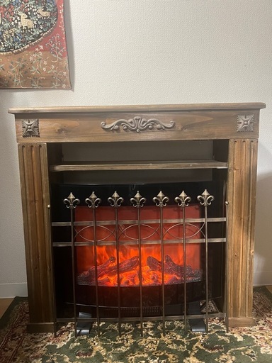 salut! マントルピース（ブラウン）/ フェンスオブジェ　/ 暖炉型温風ヒーター（SK-CX1200DG）