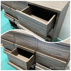 【中古】大阪引取限定　Sato Sangyo 食器棚 ブラウン モダンデザイン【SNL1F008】の画像