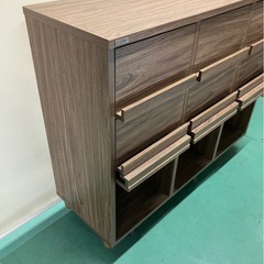 【中古】大阪引取限定　Sato Sangyo 食器棚 ブラウン モダンデザイン【SNL1F008】の画像