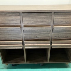 【中古】大阪引取限定　Sato Sangyo 食器棚 ブラウン モダンデザイン【SNL1F008】の画像