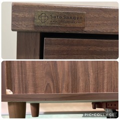 【中古】大阪引取限定　Sato Sangyo 食器棚 ブラウン モダンデザイン【SNL1F008】の画像