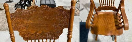 I4☆ロッキングチェア☆W54cm 木製 ウィンザー 彫刻デザイン リビング