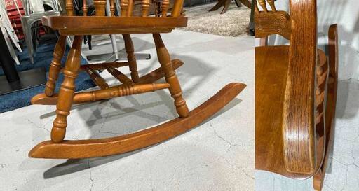 I4☆ロッキングチェア☆W54cm 木製 ウィンザー 彫刻デザイン リビング