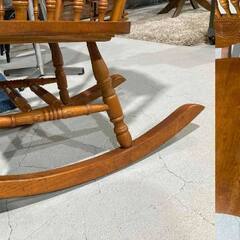 I4★ロッキングチェア★W54cm 木製 ウィンザー 彫刻デザイン リビング 書斎 リラックス アンティーク調 の画像