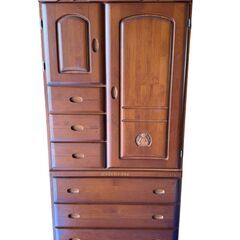 【お引取 限定】木製ワードローブ　ハンガーポール付　895×540×1830　ベビーダンス　＊048-Hの画像