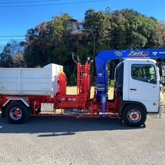 【X-0023】日野レンジャー FC6JJ 3段クレーン付アームロール H17 3段フックインラジコン 車検付 2t 4tコンテナ付 Wシリンダーの画像