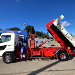 【X-0023】日野レンジャー FC6JJ 3段クレーン付アームロール H17 3段フックインラジコン 車検付 2t 4tコンテナ付 Wシリンダーの画像