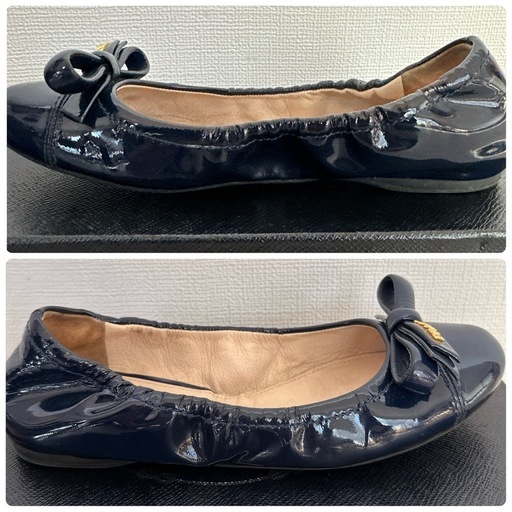 プラダバレエ型フラットシューズ リボン付き・パテント仕様 プラダバレエ型フラットシューズ リボン付き・パテント仕様n