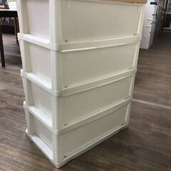 【ジャングルジャングル広陵店】4段プラケース　ナチュラル×ホワイトの画像