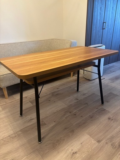 【美品】ウッド×スチール脚◆棚付き◆ダイニングテーブル ◆幅110cm