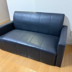 組立式ソファ　1〜2人用　レザー調　黒　ブラックの画像