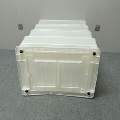 J7F2455 衣装 ケース 4段 キャスター付 収納 BOX ボックス プラスチック プラ インテリア 家具 押入れ 引出し クローゼット タンス ホワイト系 現状の画像