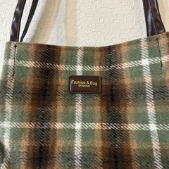 グリーン チェック柄 トートバッグの画像