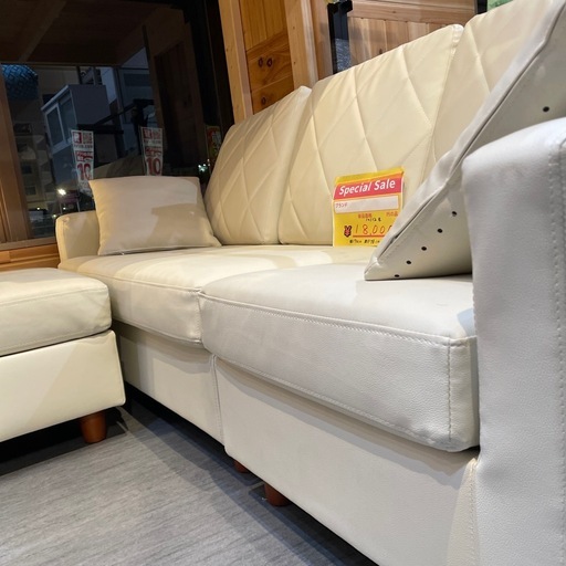 ☆ジモティ割あり☆ L字型ソファー ホワイト クリーニング済 YJ1073