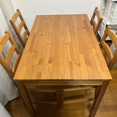 【無料】IKEAイケアダイニングテーブル&チェア4脚セット  ヘーゲルネス イケア木目 木製の画像