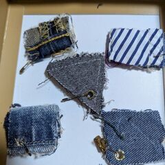 手芸、ハンドメイド用品デニムリメイク/革タグチャームの画像