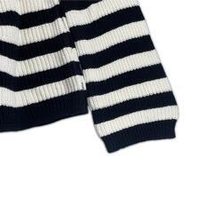 And Dot Nostalgia アンドドットノスタルジア ボーダー 秋冬 AW 長袖ニット コットン ブラック レディース M〜L【古着】【中古】の画像