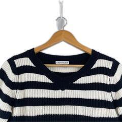 And Dot Nostalgia アンドドットノスタルジア ボーダー 秋冬 AW 長袖ニット コットン ブラック レディース M〜L【古着】【中古】の画像