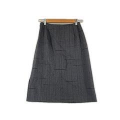 美品 DES PRES デプレ チェック オールシーズン スカート ウール グレー レディース 2【古着】【中古】の画像