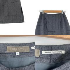 美品 DES PRES デプレ チェック オールシーズン スカート ウール グレー レディース 2【古着】【中古】の画像