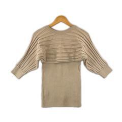 美品 LAGUNAMOON ラグナムーン 無地 オールシーズン 七部丈Tシャツ レーヨン ベージュ レディース F【古着】【中古】の画像