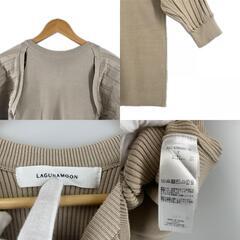 美品 LAGUNAMOON ラグナムーン 無地 オールシーズン 七部丈Tシャツ レーヨン ベージュ レディース F【古着】【中古】の画像