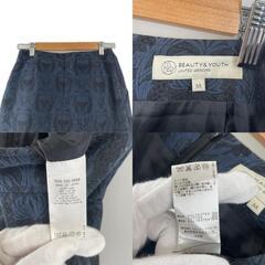 美品 BEAUTY&YOUTH UNITED ARROWS ビューティアンドユースユナイテッドアローズ 総柄 オールシーズン ミニスカート ポリエステル ブルー レディース M【古着】【中古】の画像