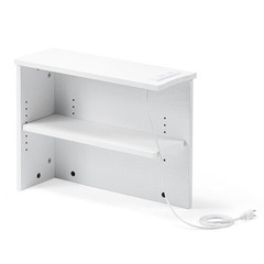 ルーター収納ボックス ケーブルボックス 幅50cm 高さ38.5cm コンセント付き 木製 スリム 壁面収納 角置き コーナー 電話台 ホワイト
の画像