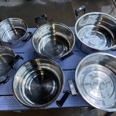 ステンレス製鍋6個の画像