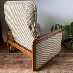 オールドカリモク 国産ヴィンテージ レトロ リクライニング シングルソファの画像